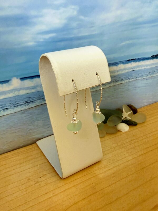 sea glass earrings set with sterling silver, made in Scotland