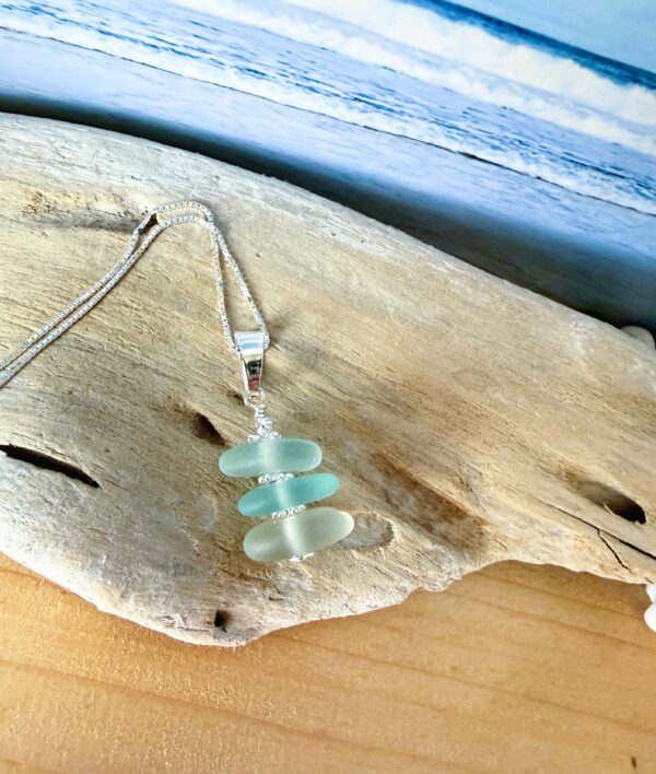 sea glass necklace with sterling silver chain