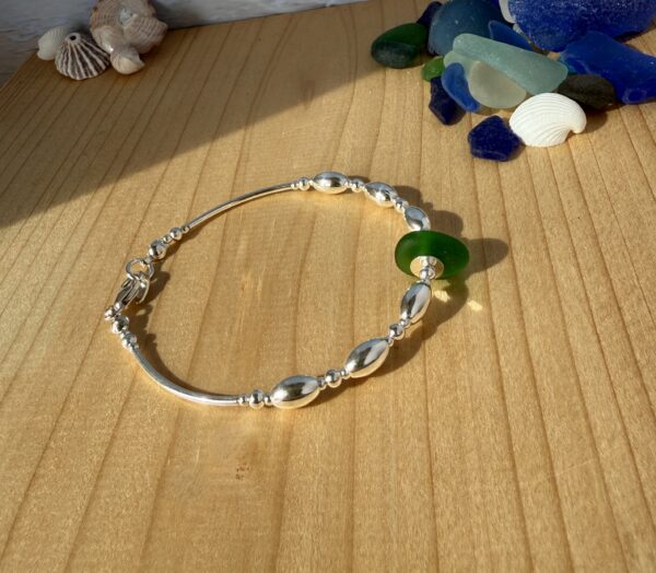 Hand made sterling silver Sea Glass bracelet, made in Scotland