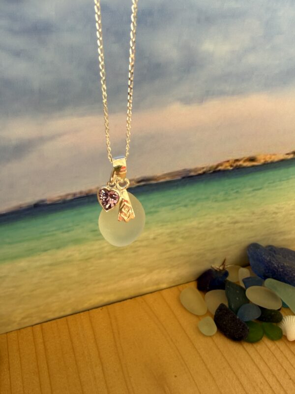 sea glass necklace with sterling silver chain, made in Scotland
