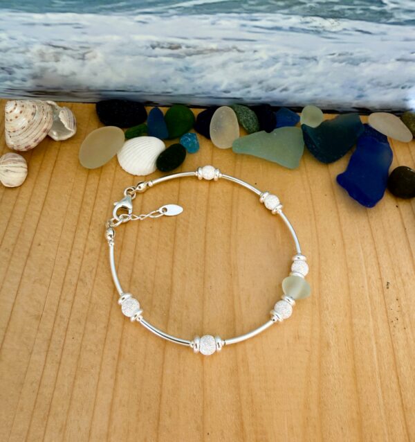 Sea Glass bracelet set with sterling silver, made in Scotland